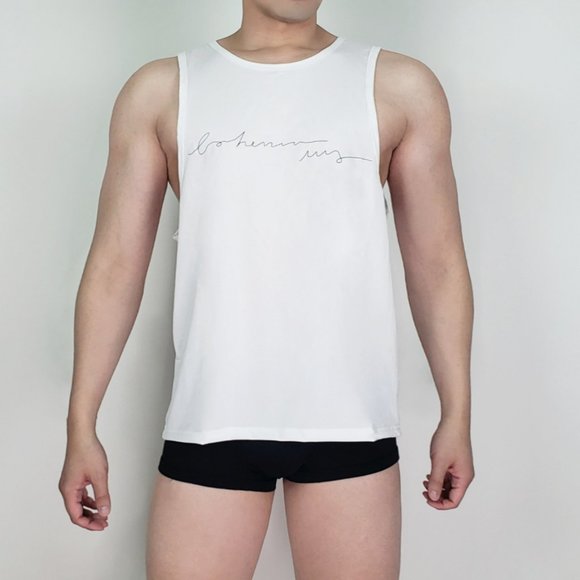 BOHEMIAN RETROCI MEN'S SPORT BR PRINT TANK TOP (EACH) - BLACK/WHITE - Picture 3 of 4